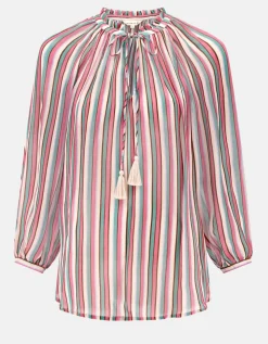 East Shania Sheer Stripe Blouse Multi