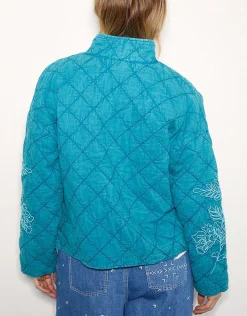 East Tate Embroidered Quilted Jacket Teal