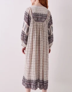 East Tilly Crinkle Cotton Midi Dress Blue