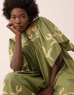 East Trixie Batik Printed Florals Dress Green