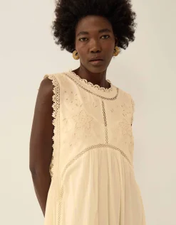 East Winnie Broderie Cotton Dress White