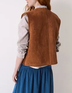 East Zohra Reversible Suede Vest Tan