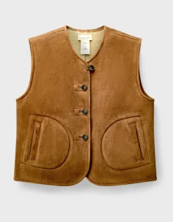 East Zohra Reversible Suede Vest Tan