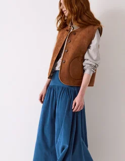 East Zohra Reversible Suede Vest Tan