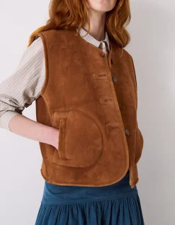 East Zohra Reversible Suede Vest Tan