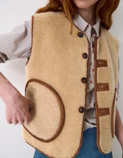 East Zohra Reversible Suede Vest Tan