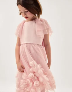 Eden Appliqué Rose Tulle Dress Pink