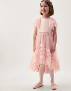 Eden Appliqué Rose Tulle Dress Pink