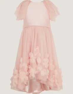 Eden Appliqué Rose Tulle Dress Pink