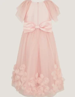Eden Appliqué Rose Tulle Dress Pink