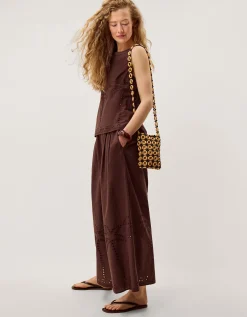 Eden Palm Cutwork Tank Top Brown