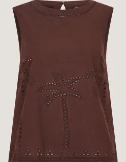 Eden Palm Cutwork Tank Top Brown
