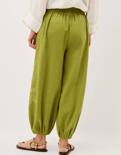 Effie Embroidered Harem Trousers Green