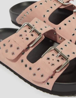 Elena Stud Buckle Sandals Pink