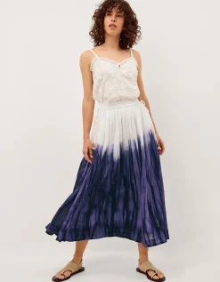 Elise Ombré Dip Dye Midi Skirt Blue