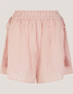 Eliza Embroidered Cotton Shorts Pink