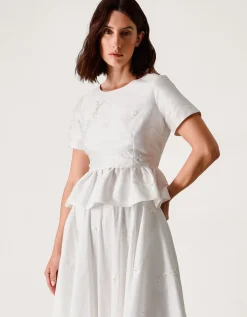 Eliza Floral Embellished Wedding Top Ivory