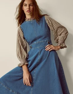 Ella Sleeveless Denim Midi Dress Blue