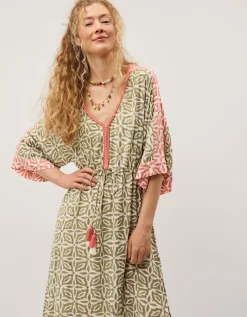 Elma Print Midi Beach Dress Green
