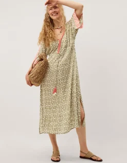 Elma Print Midi Beach Dress Green