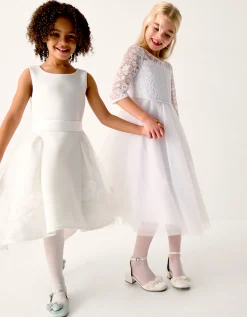 Eloise Appliqué Rose Dress Ivory