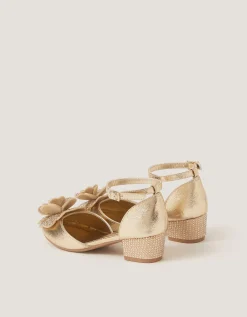 Embellished Flower Two Part Heels Gold