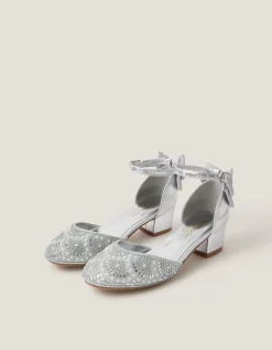 Embellished Metallic Two Part Heels Silver