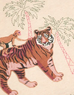 Embroidered Tiger T-Shirt Cream