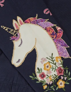 Embroidered Unicorn Leggings Blue