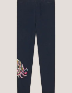 Embroidered Unicorn Leggings Blue