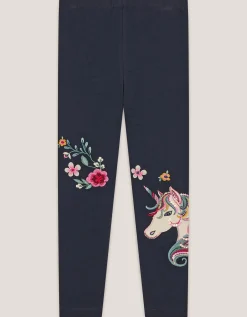 Embroidered Unicorn Leggings Blue