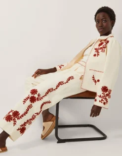 Emilia Floral Embroidered Jacket Ivory