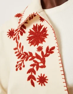 Emilia Floral Embroidered Jacket Ivory