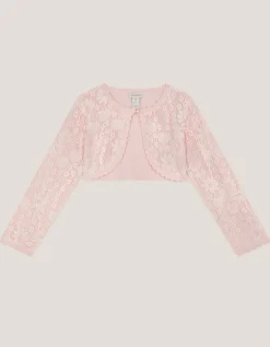 Emilia Lace Scallop Cardigan Pink