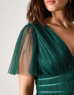 Emily Short Sleeve Tulle Bridesmaid Dress Green
