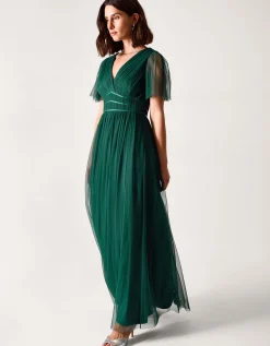 Emily Short Sleeve Tulle Bridesmaid Dress Green