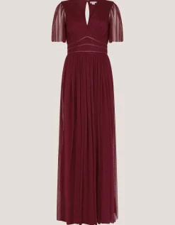 Emily Short Sleeve Tulle Bridesmaid Dress Red