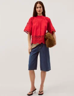 Emory Floral Lace Top Red