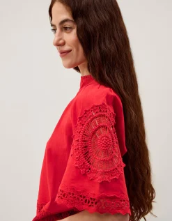 Emory Floral Lace Top Red