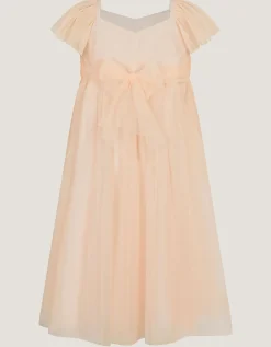 Estella Floral Embroidered Party Dress Orange