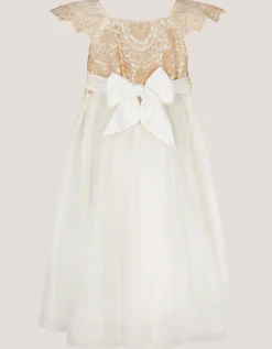 Estella Lace Bodice Dress Gold