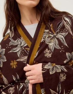 Esther Floral Linen Blend Jacket Brown