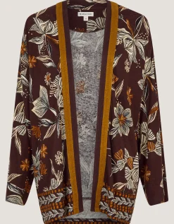 Esther Floral Linen Blend Jacket Brown