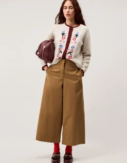 Etta Floral Embroidered Scallop Cardigan Ivory