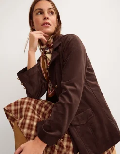 Eva Faux Suede Longline Jacket Brown