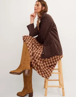 Eva Faux Suede Longline Jacket Brown