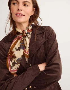 Eva Faux Suede Longline Jacket Brown