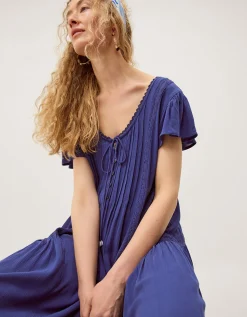 Eva Lace Culotte Jumpsuit Blue