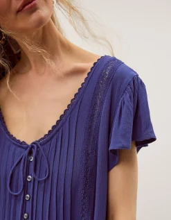 Eva Lace Culotte Jumpsuit Blue
