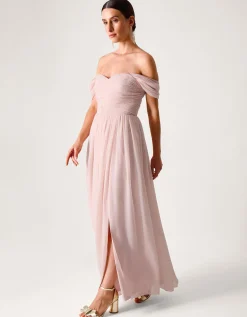 Evelyn Bardot Bridesmaid Dress Pink